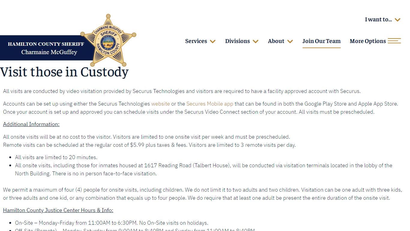 Visiting Inmates - Hamilton County Sheriffs Office